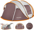 4 Person Pop Up Tent with 2 Mesh Windows & Doors Waterproof Brown Q655