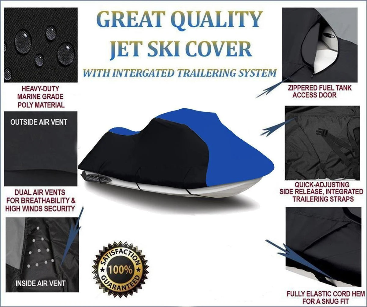 Black Blue Heavy-Duty 600 Denier Jet Ski PWC Cover K37714