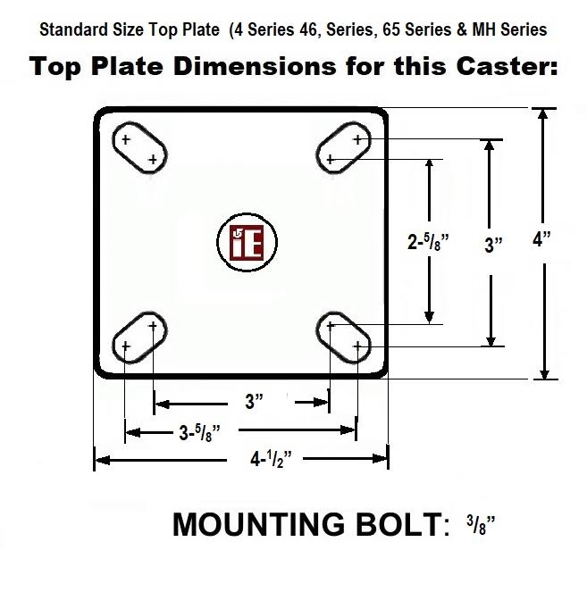 Casters with Black Rubber Wheel and Plate P4466