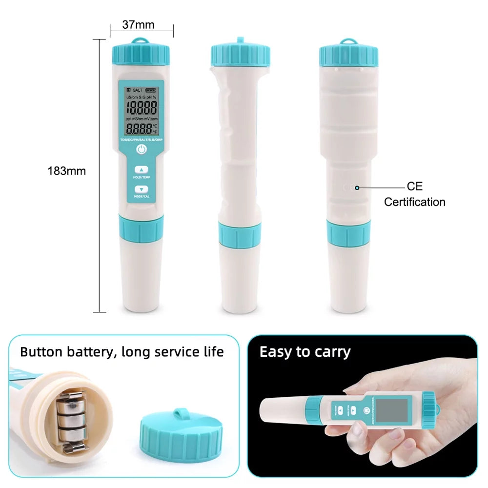 Salinity Monitor, 7 In 1 Pocket Water Quality Tester A386