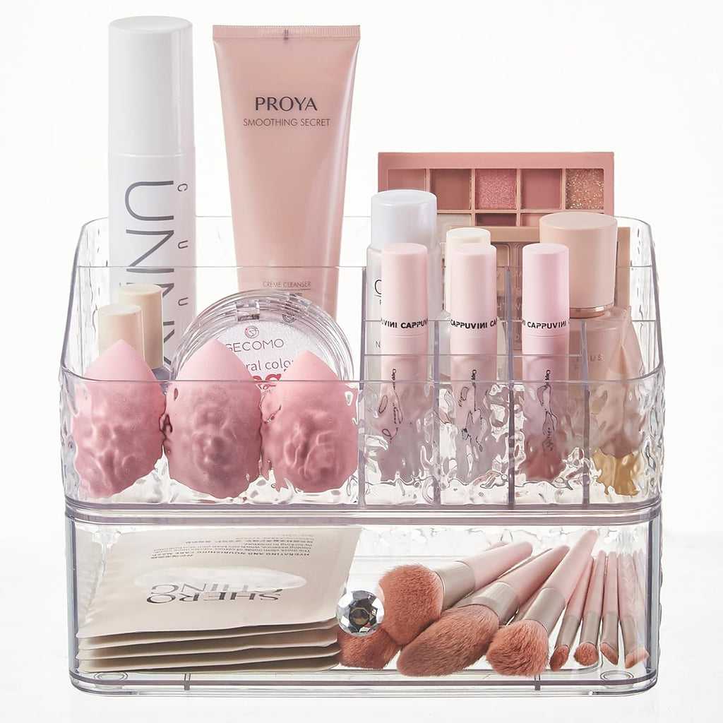 Clear PET Stackable Makeup Organizer Tray Set B188594
