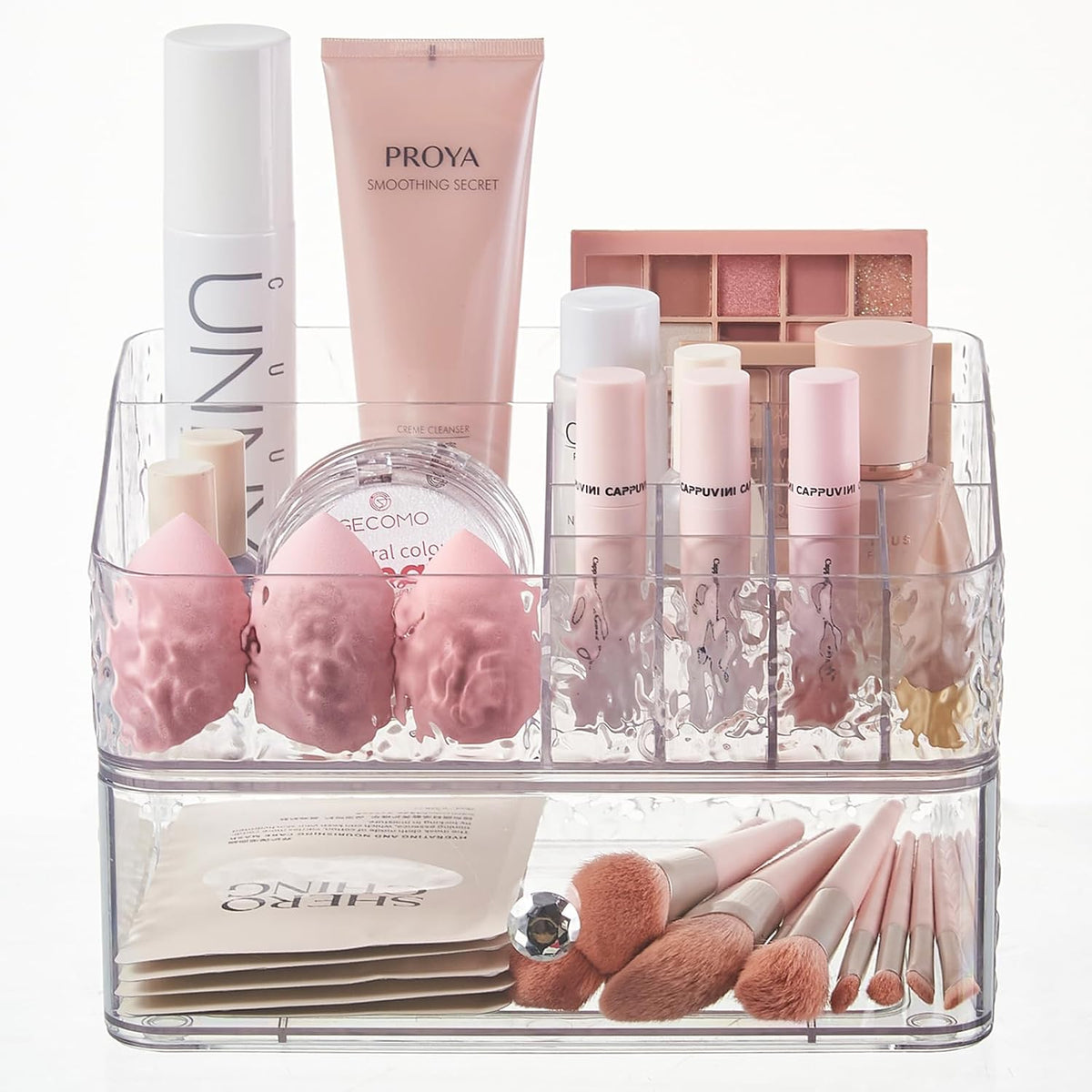 Clear PET Stackable Makeup Organizer Tray Set B188594