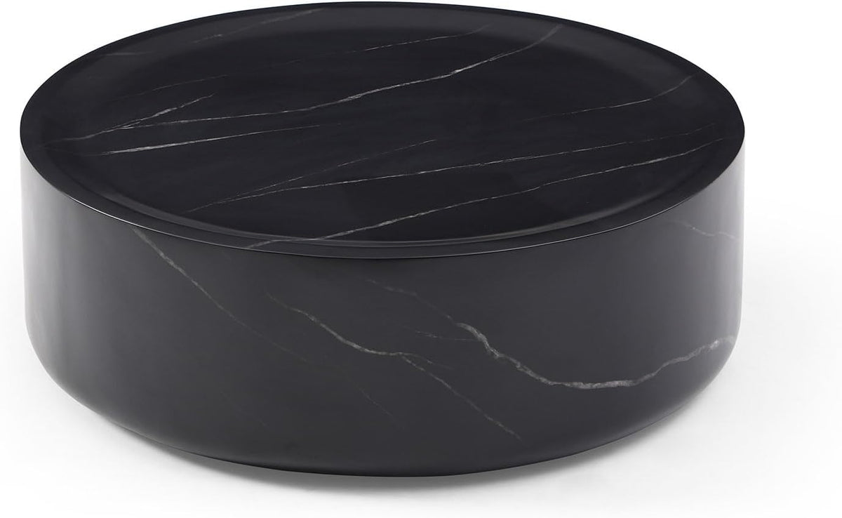 Black Faux Marble Round Coffee Table P251533