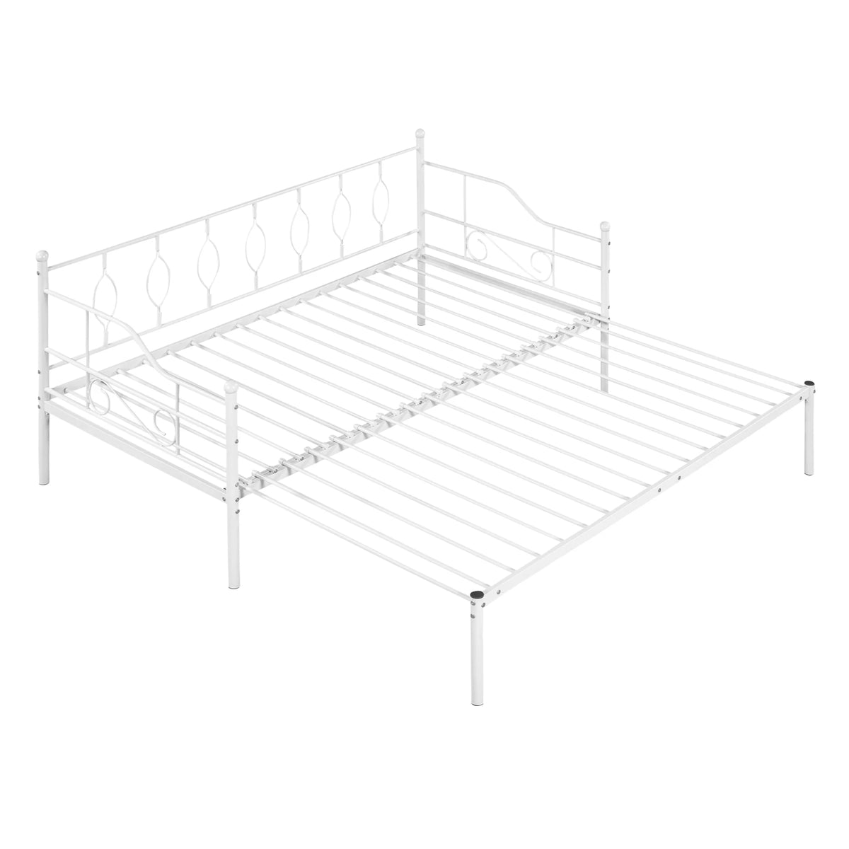 White Twin Size Metal Daybed with Trundle I331