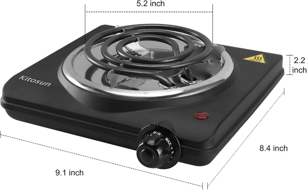 Single Hot Plate Electric Stove with Stainless Steel Grill (1000W) Pack of 2 D34928