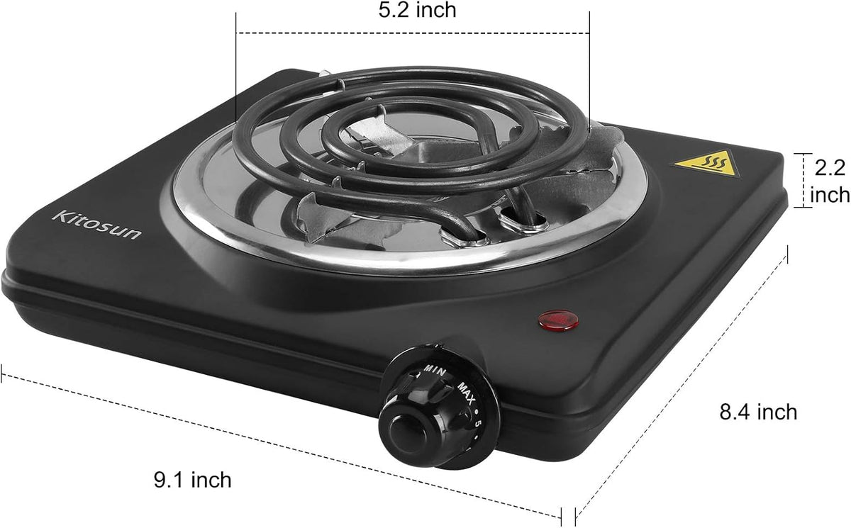 Single Hot Plate Electric Stove with Stainless Steel Grill (1000W) Pack of 2 D34928