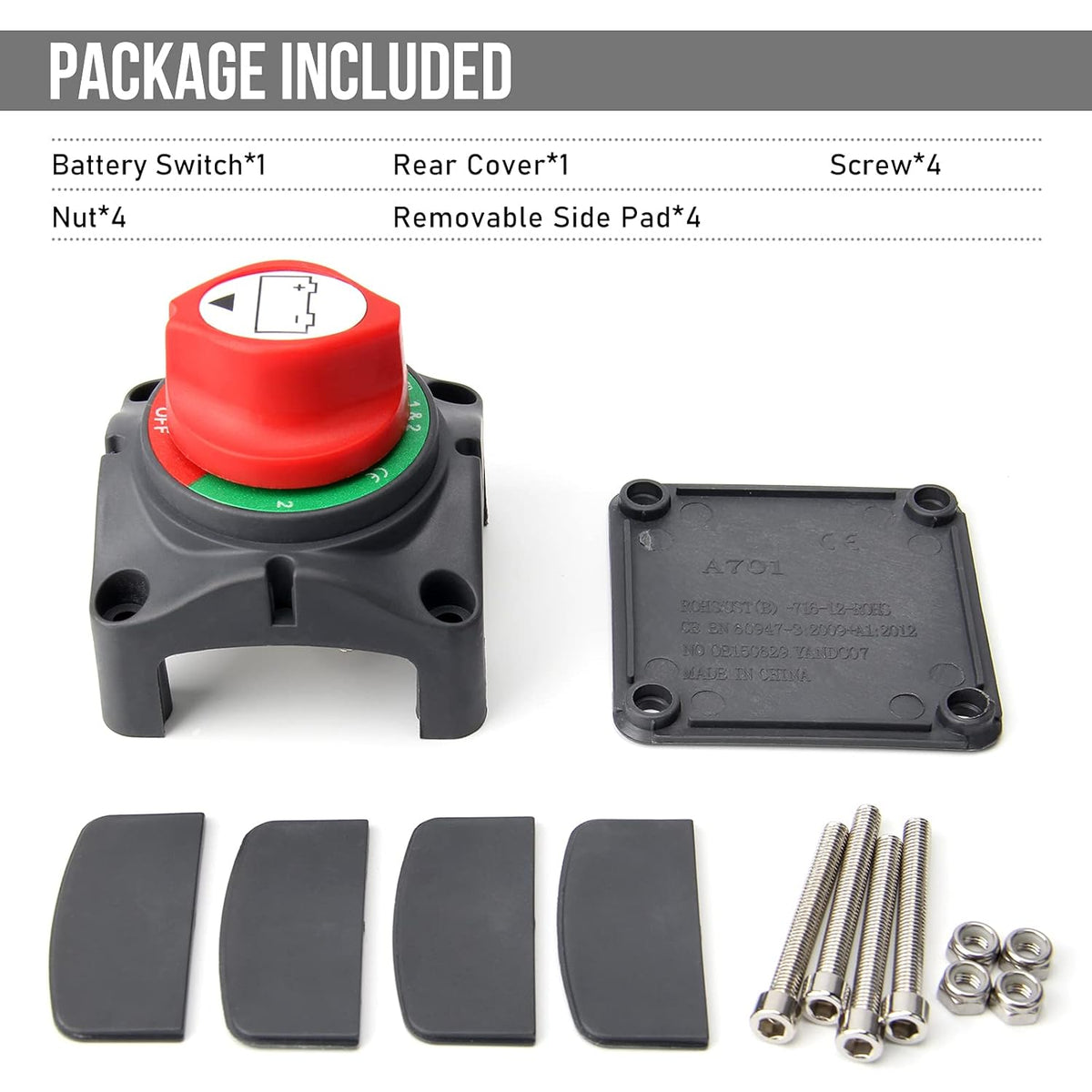 Battery Disconnect Switch 1-2-Both-Off 12V Marine Battery Master Switch B79184
