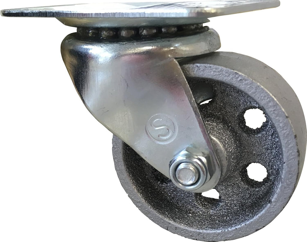 2-Inch Cast Iron Swivel Plate Caster, Silver X6580