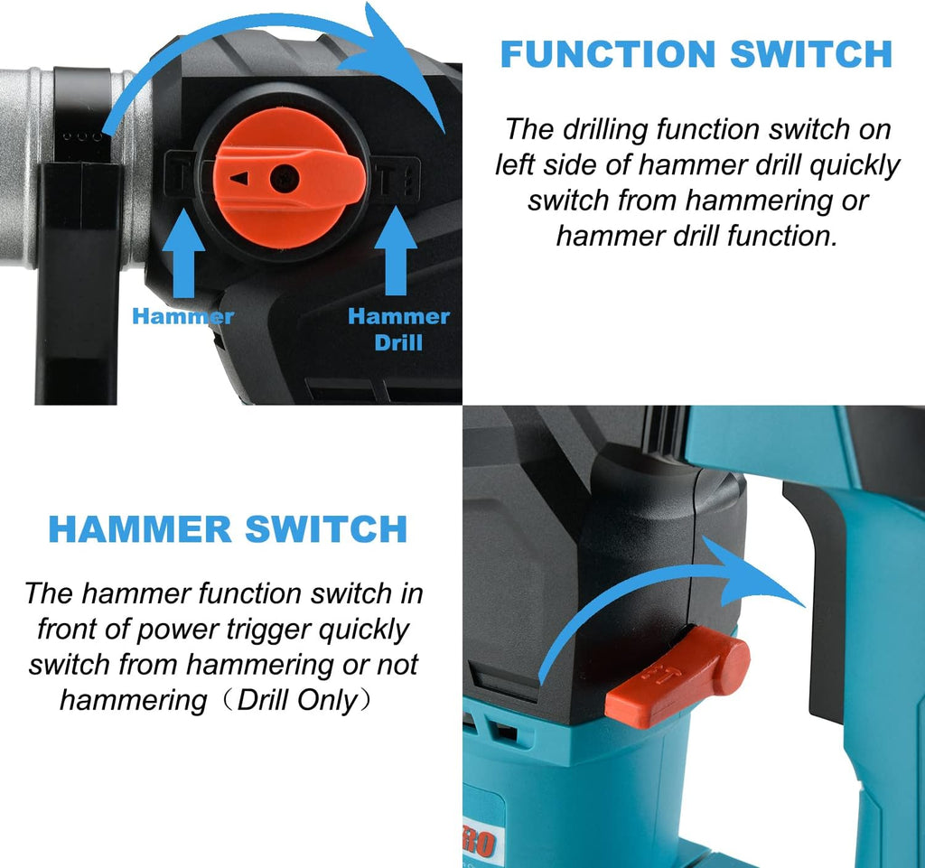 1-1/4 Inch SDS-Plus 12.5 Amp Heavy Duty Rotary Hammer Drill with Case V2651