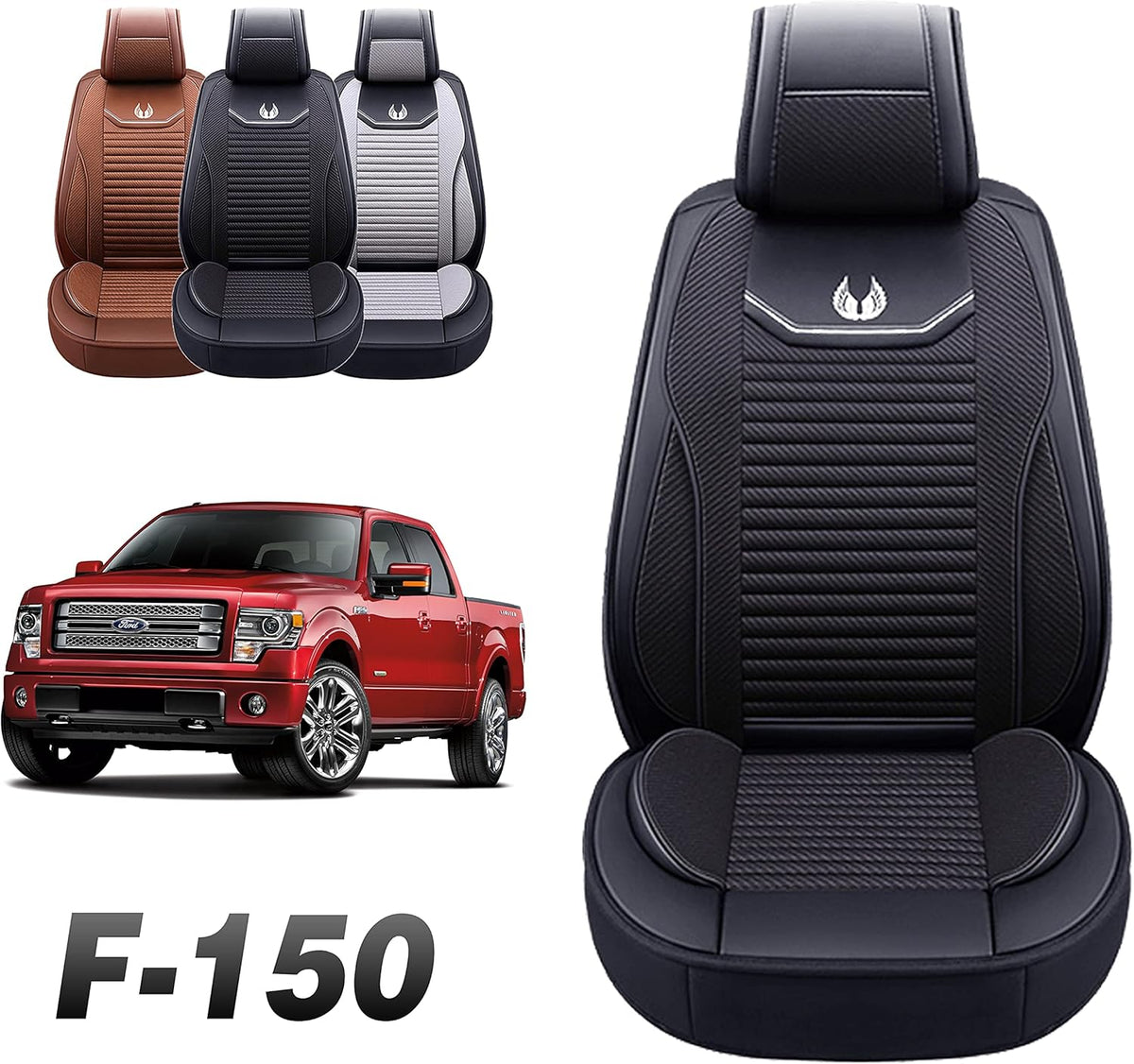 Gray Fabric Seat Covers for Ford F-150 F-250 F350 Front Pair I394
