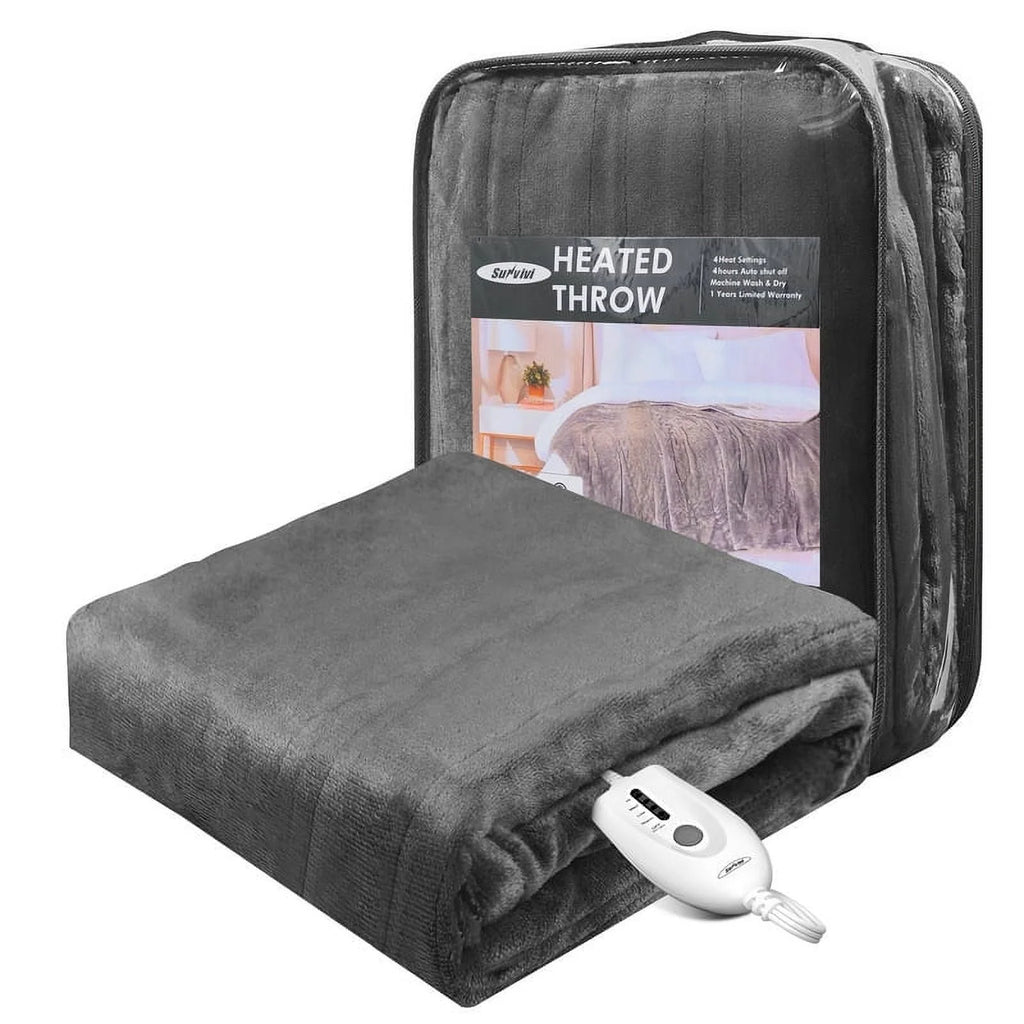 50" x 60" Grey Flannel Heated Throw Blanket S59456