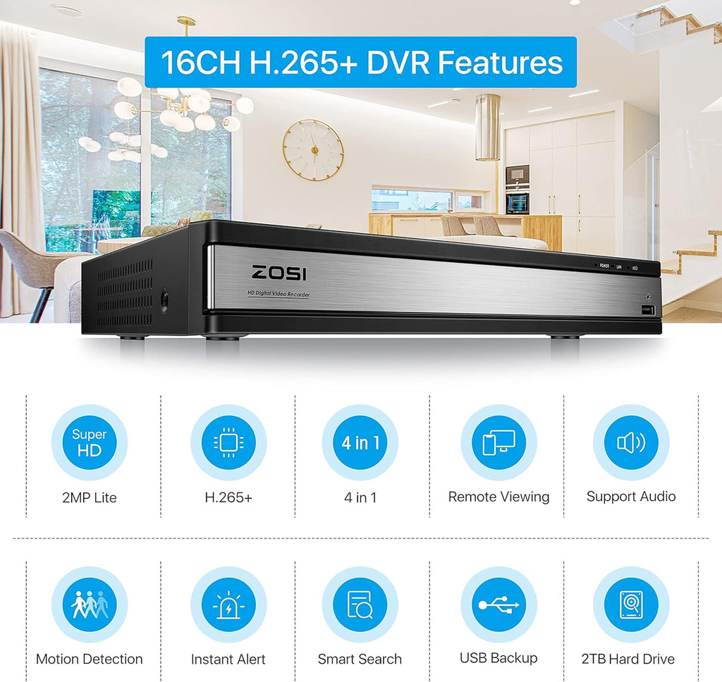 16 Channel 1080p CCTV Dome Camera Security System with 2TB Hard Drive D999192