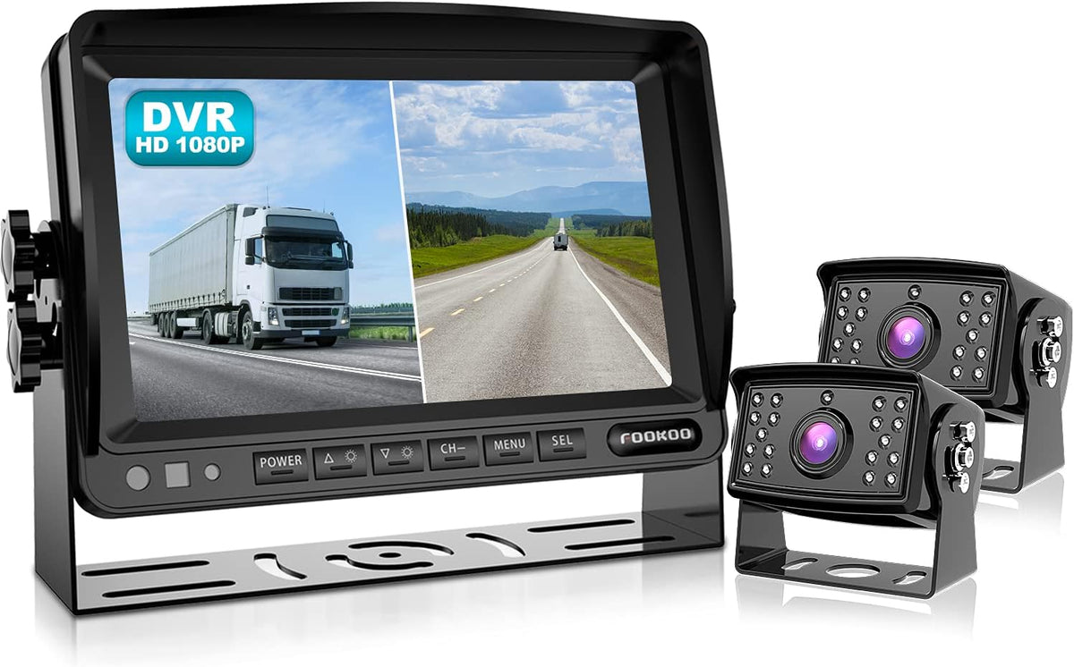 10 inch Dual Split Screen Wired Backup Camera System Kit IP69 Waterproof K243400