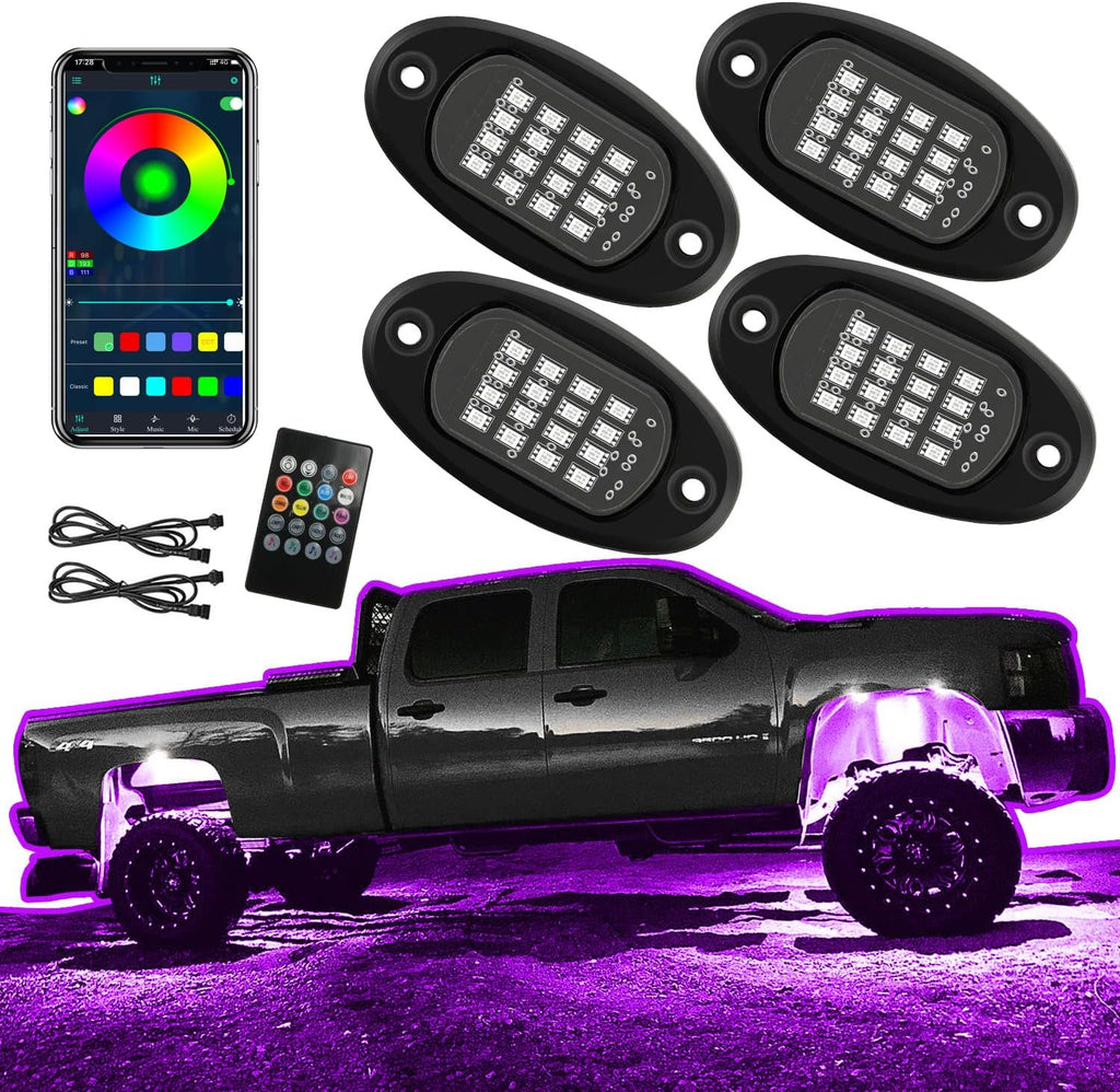 Multicolor Waterproof LED Rock Lights Pack of 2 I646