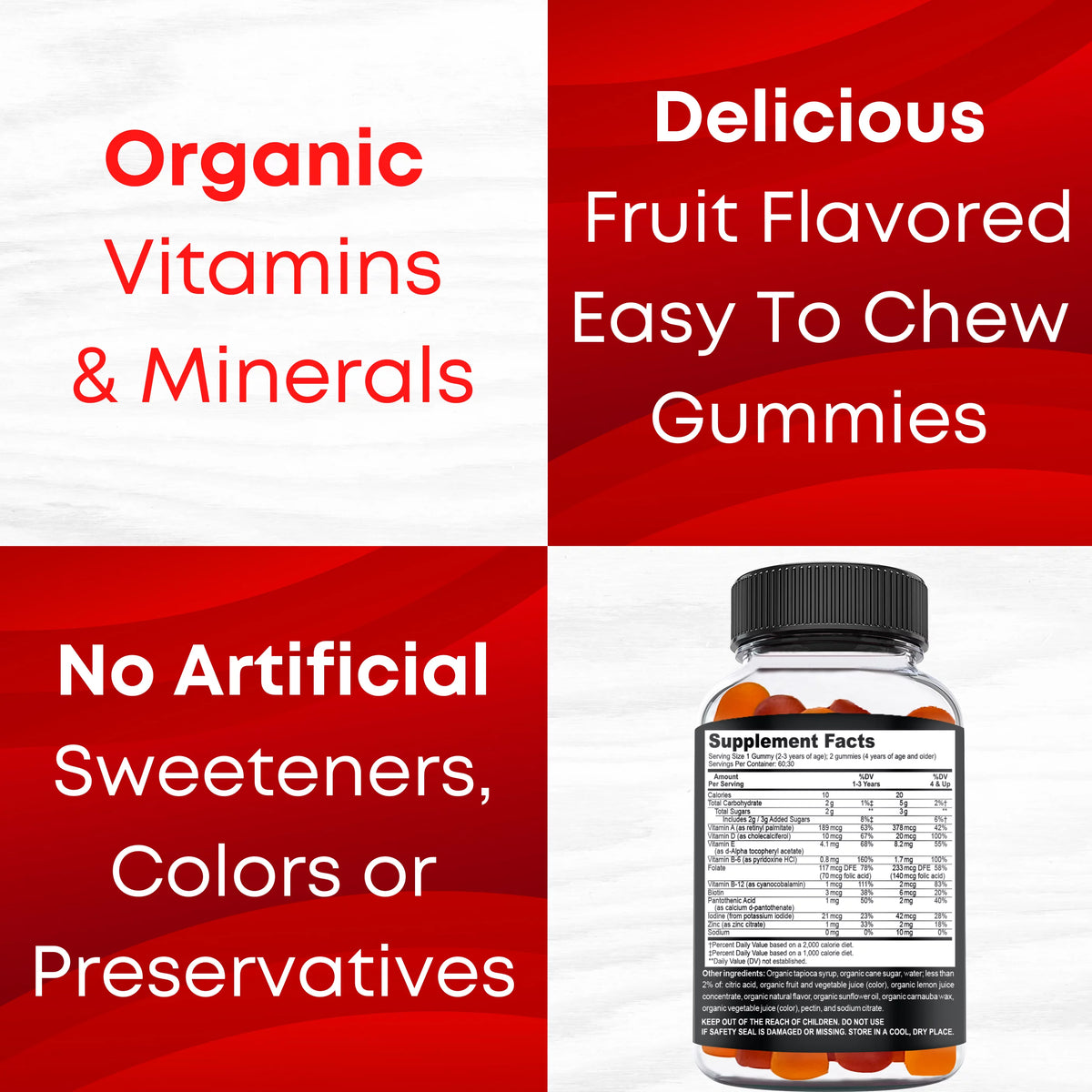 Organic Kids Multivitamin Gummies, 60 Count B6603