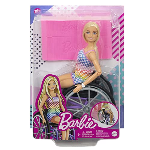 Wheelchair & Ramp Doll with Wavy Blonde Hair & Tropical-Print Outfit R272307