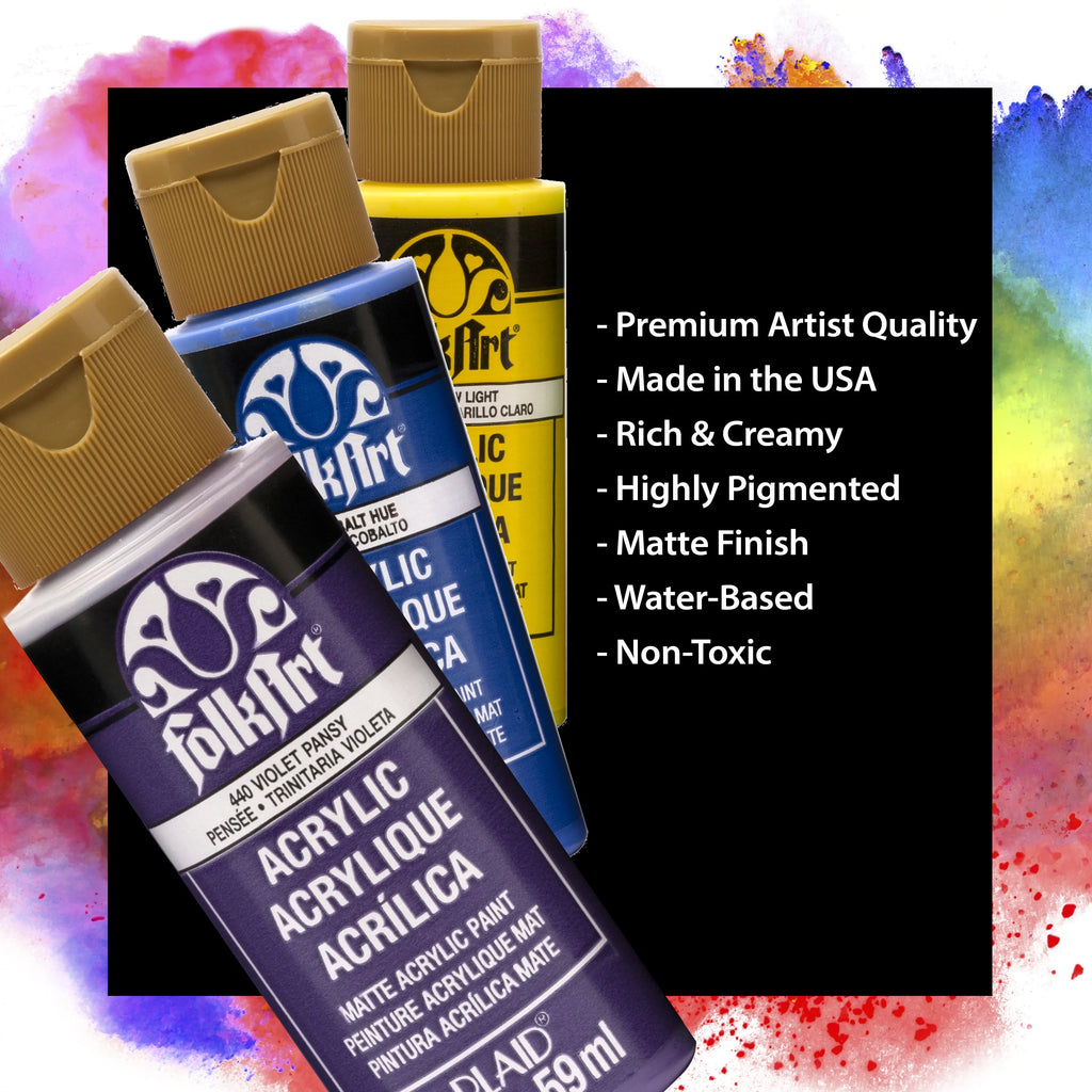2 oz Multi-color Matte Acrylic Craft Paint (18 Pieces) H202