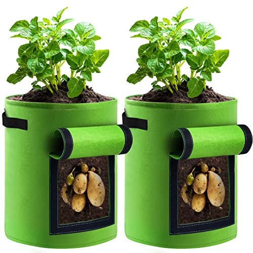 2 Pack 7 Gallon Potato Grow Bags with Handles and Access Flap Q540476