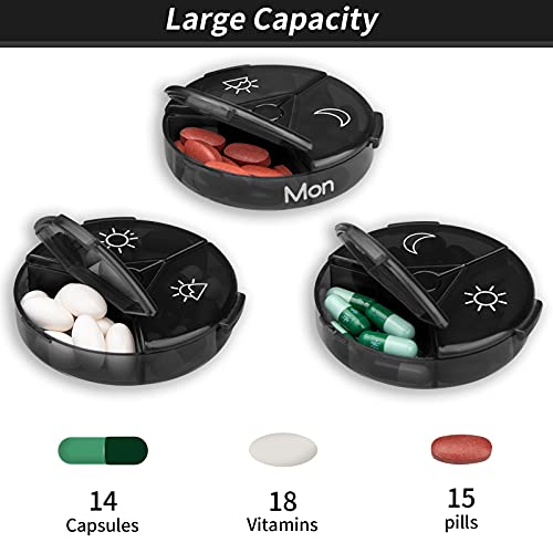 Black Weekly Pill Organizer 3 Times a Day O7098
