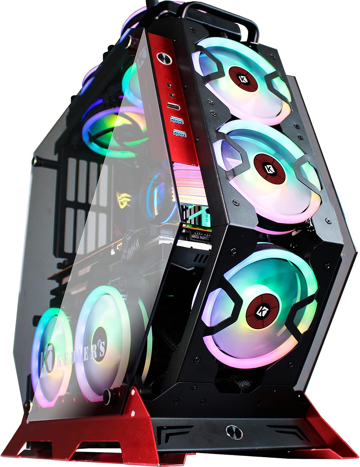 ATX Tower Tempered Glass Gaming Computer Case with 7 RGB Fans N61839