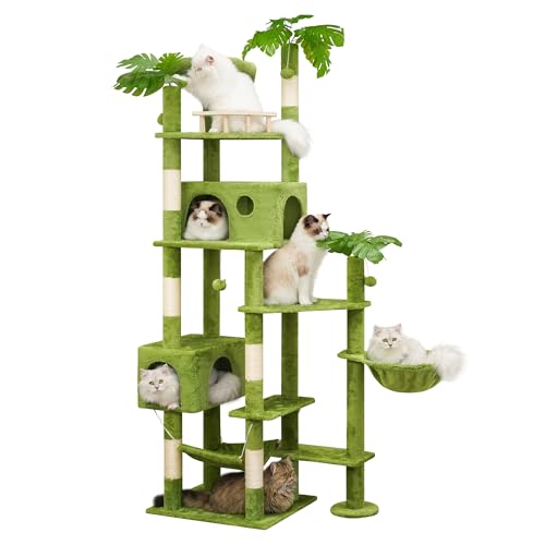 77in Cat Tree with Scratching Post, Two Cat Condos, Hammocks, Perches P320657