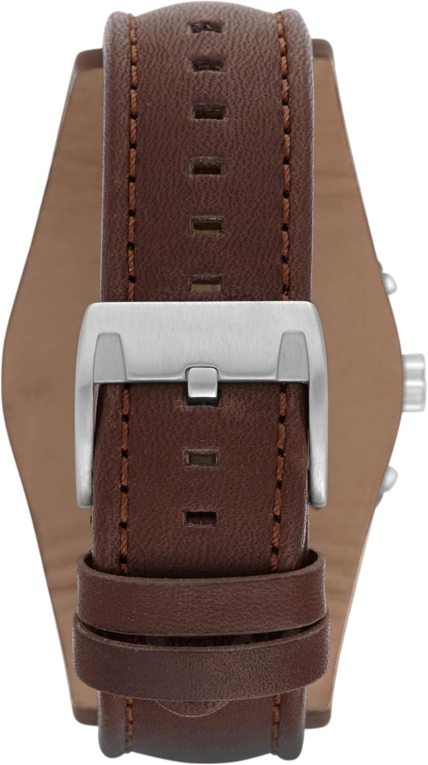 Silver Stainless Steel and Leather Chronograph Watch I66235