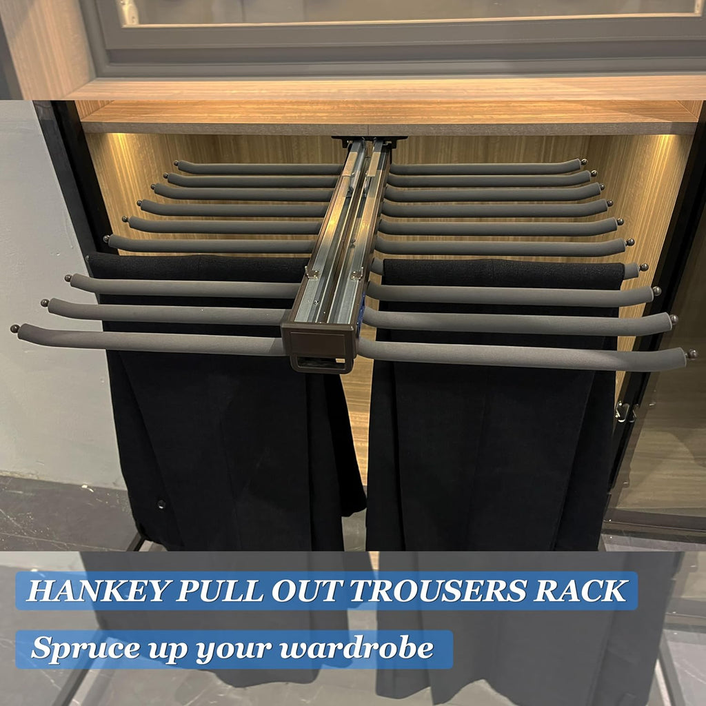 Grey Pull Out Pants Rack with Non-Slip Design, Width 25.2in N900