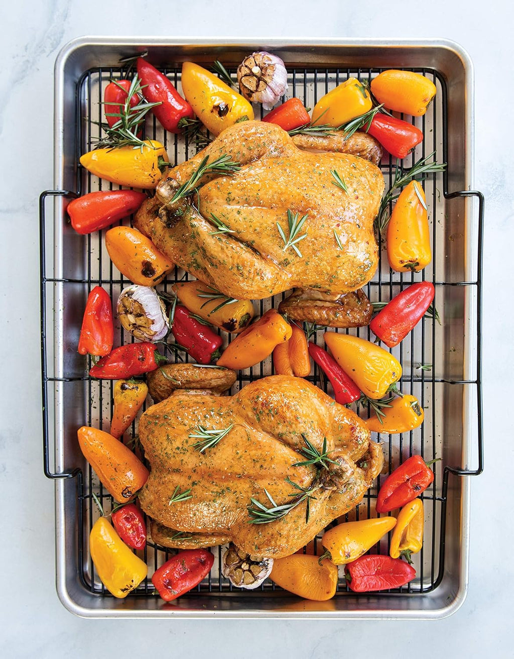 Extra Large Oven Crisping Baking Tray with Rack, Silver H85071