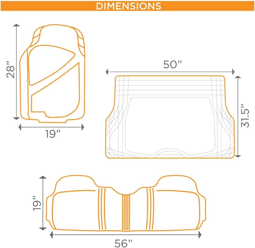 All Weather Rubber Car Floor Mats with Cargo Liner Full Set U51158