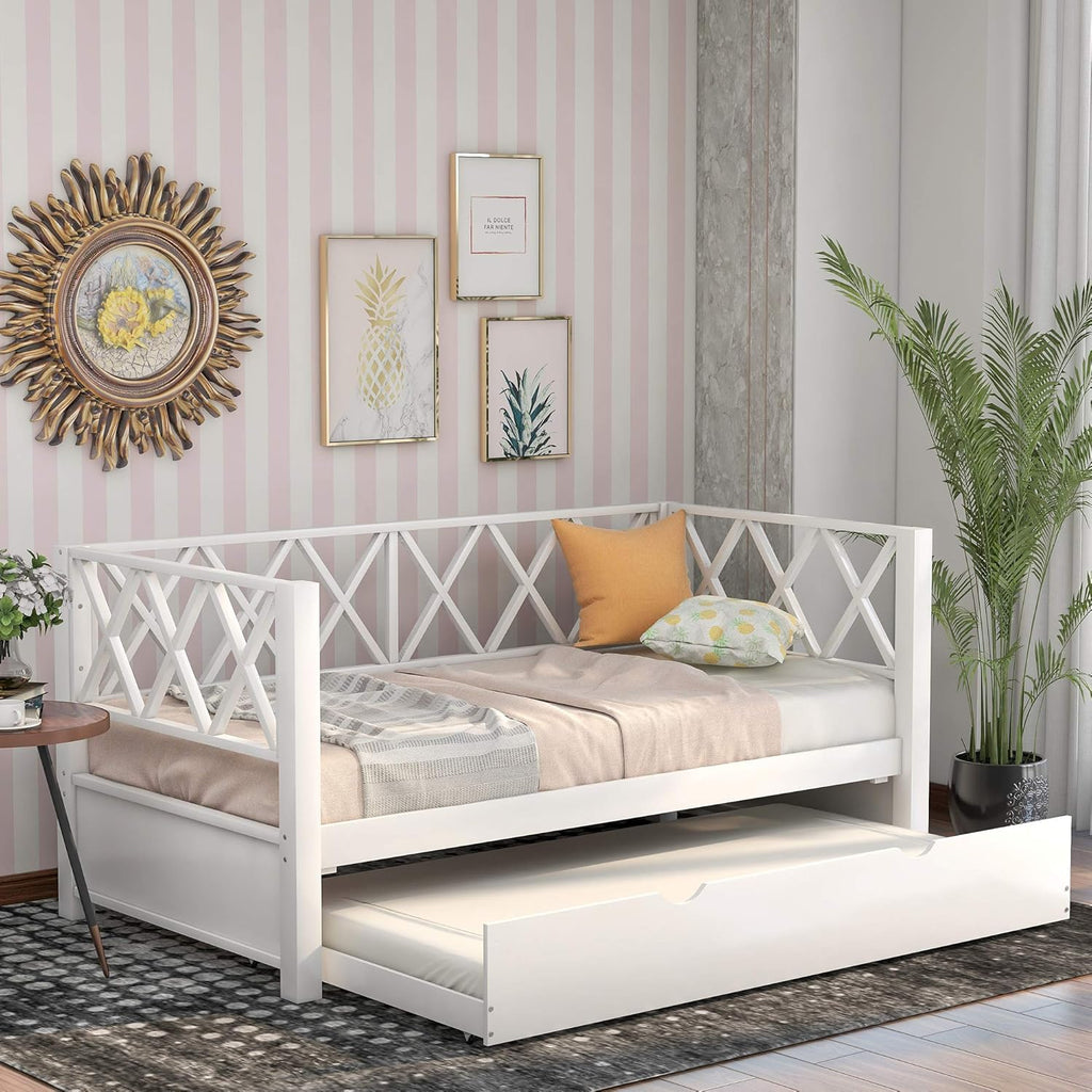 White Twin Metal Daybed with Built-in Desk B517168