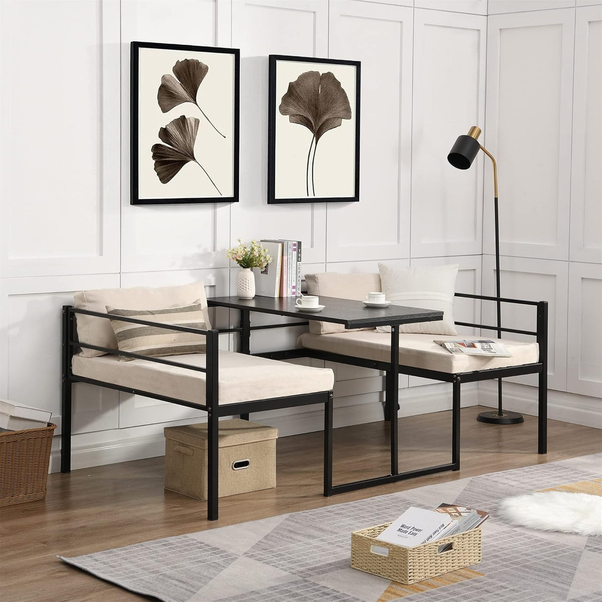 White Twin Metal Daybed with Built-in Desk B517168