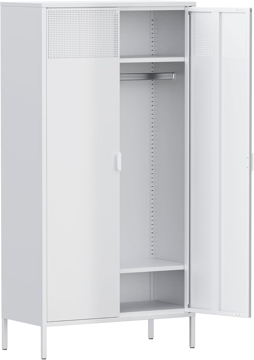 Metal Storage Cabinet with Adjustable Shelf & Removable Hanging Rods J719047