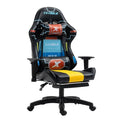 White Leather Swivel Gaming Chair with Footrest D5806