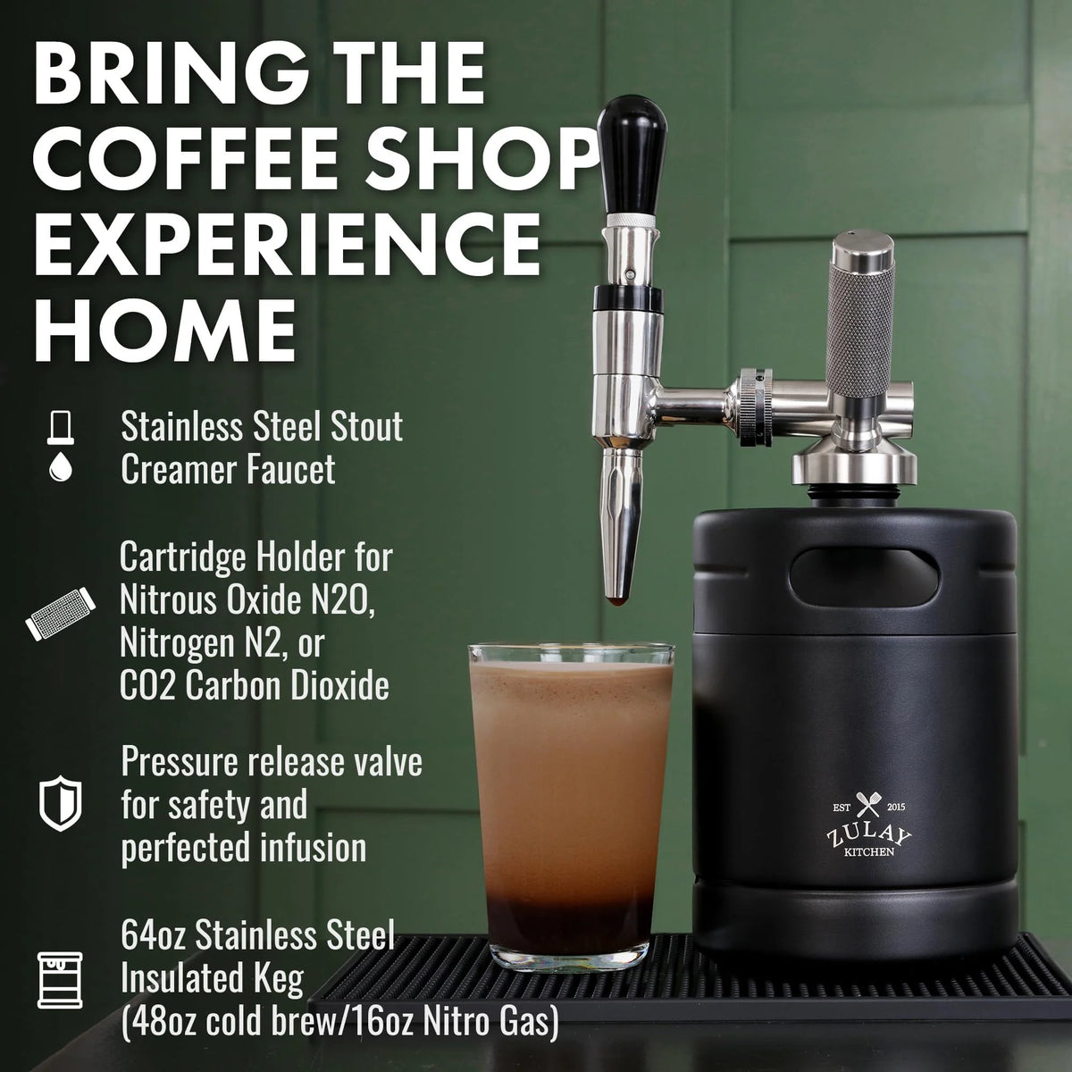 1 Gallon Cold Brew Coffee Maker with Thick Glass, Stainless Steel Mesh Filter and Spigot B519117