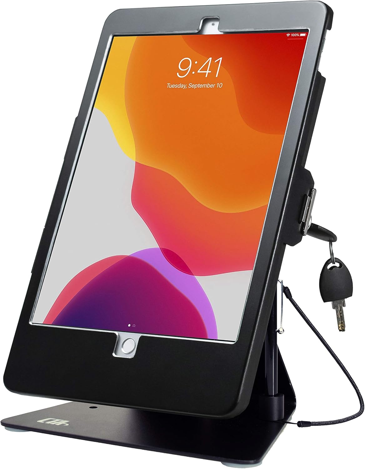 White Dual Kiosk Stand with Locking Case, Cable, Stylus and Tether L257
