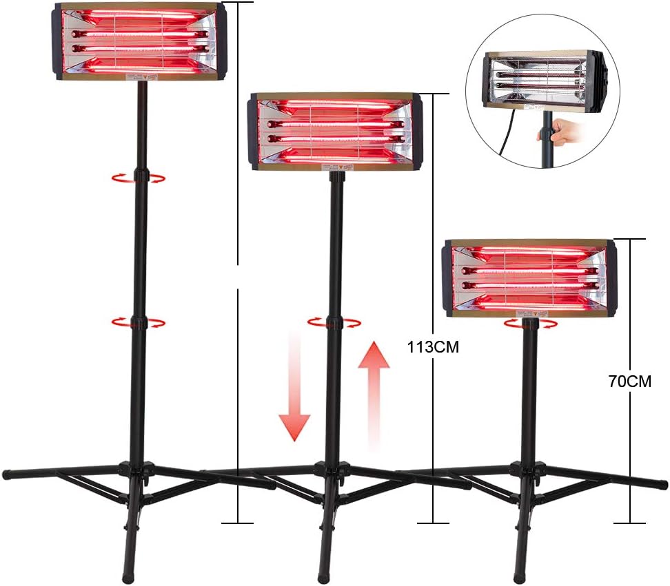2000W Shortwave Infrared Paint Curing Lamp with Bracket Q2382