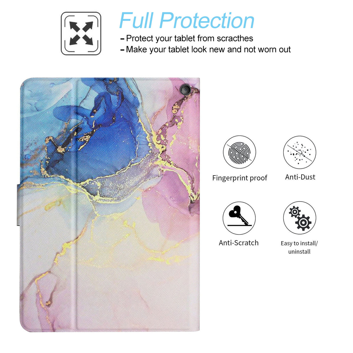 Pink Blue Marble PU Leather Fire HD 10 Tablet Case R978430