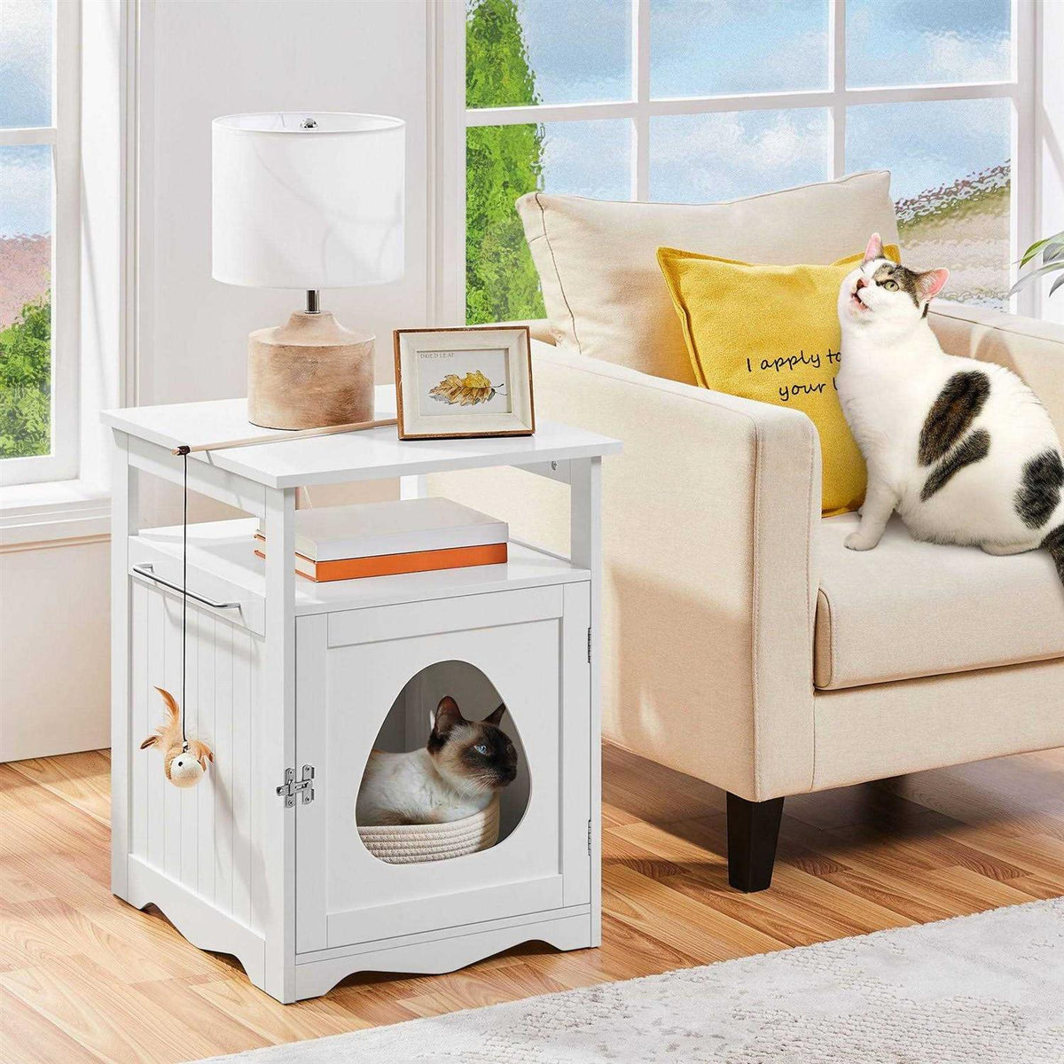 Box Furniture with Open Shelf Cat Litter Box F395