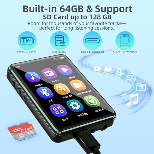 Black 32GB Bluetooth MP3 Player with Touch Screen X5759
