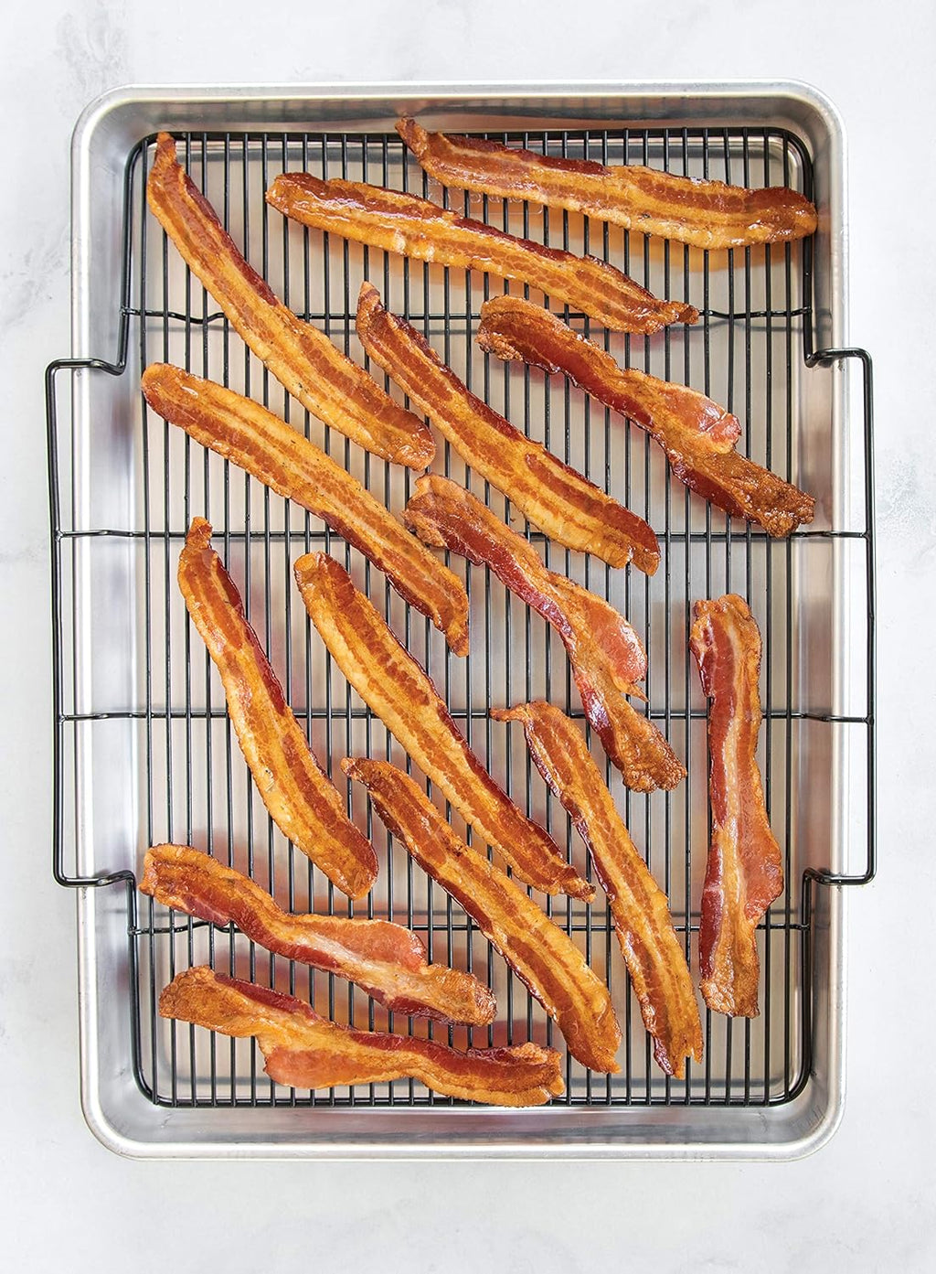 Extra Large Oven Crisping Baking Tray with Rack, Silver H85071