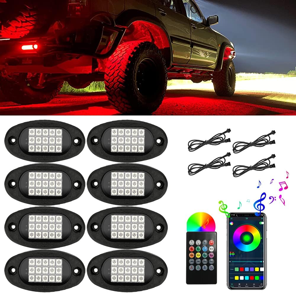 Multicolor Waterproof LED Rock Lights Pack of 2 I646