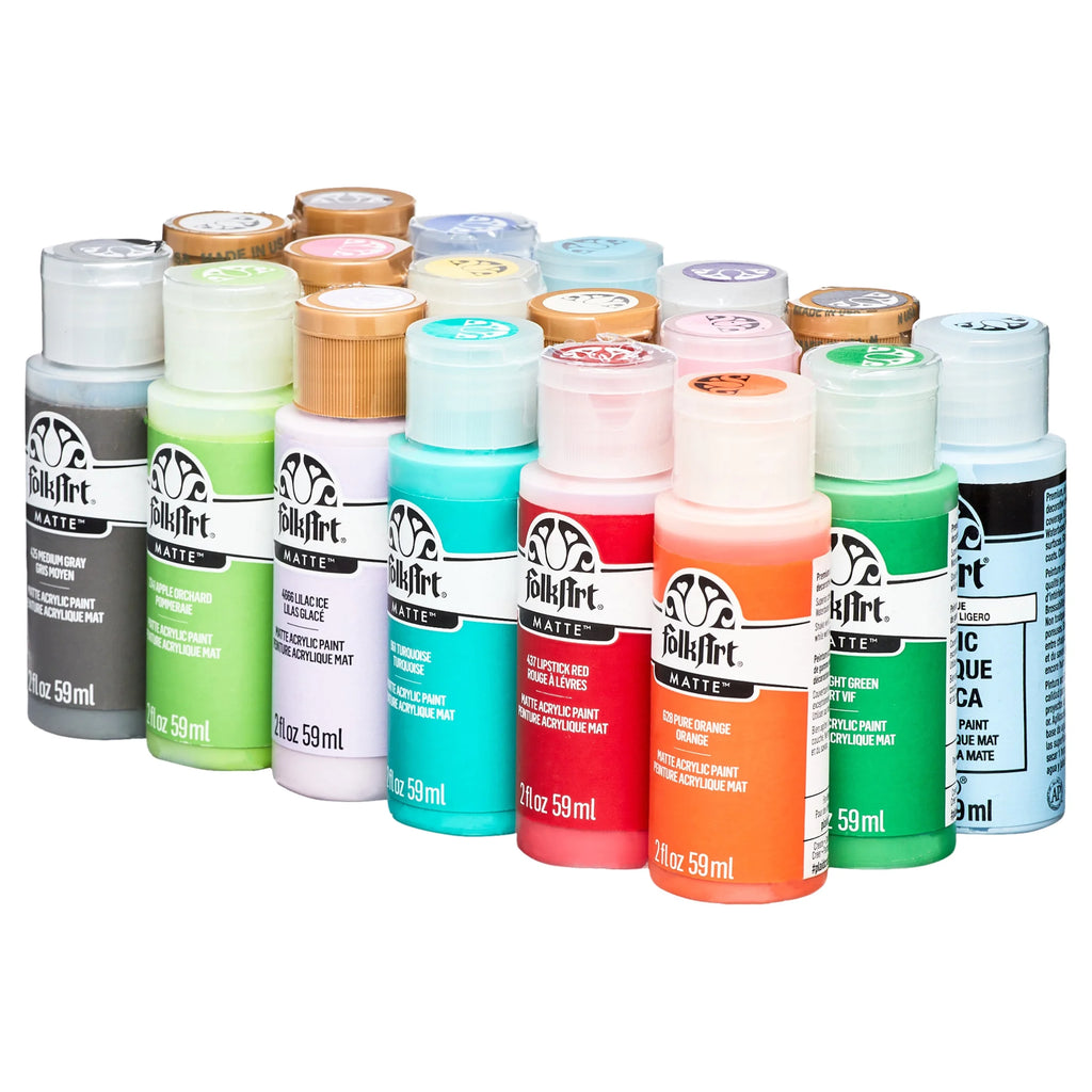 2 oz Multi-color Matte Acrylic Craft Paint (18 Pieces) H202