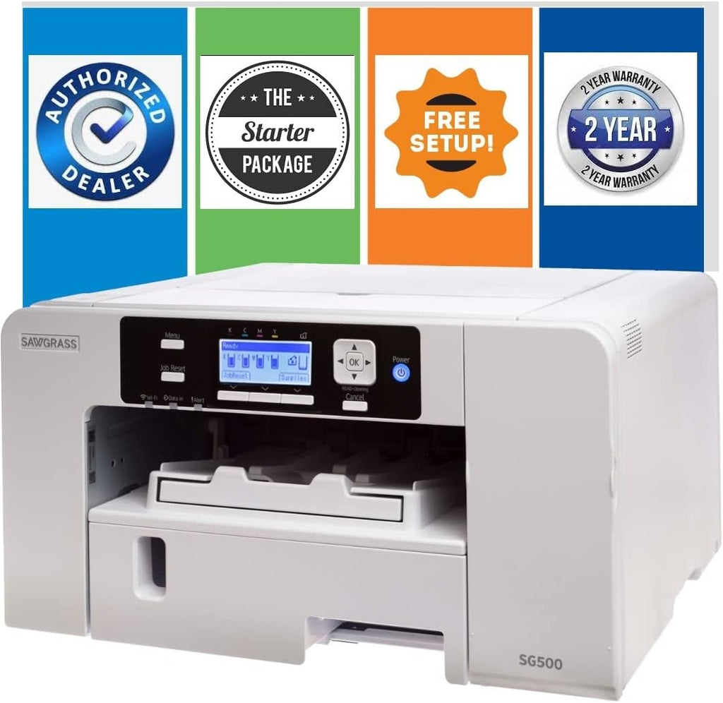 White Sublimation Printer Starter Bundle with Inks, Paper, Tapes, Blanks Pack & Dust Cover A46308