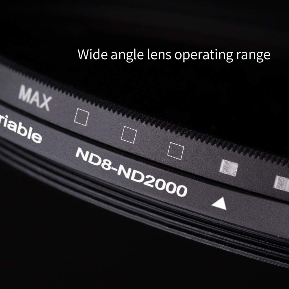 77mm Variable Neutral Density Filter ND8-ND2000 Adjustable ND Filter with Multi-Layer Coatings L811