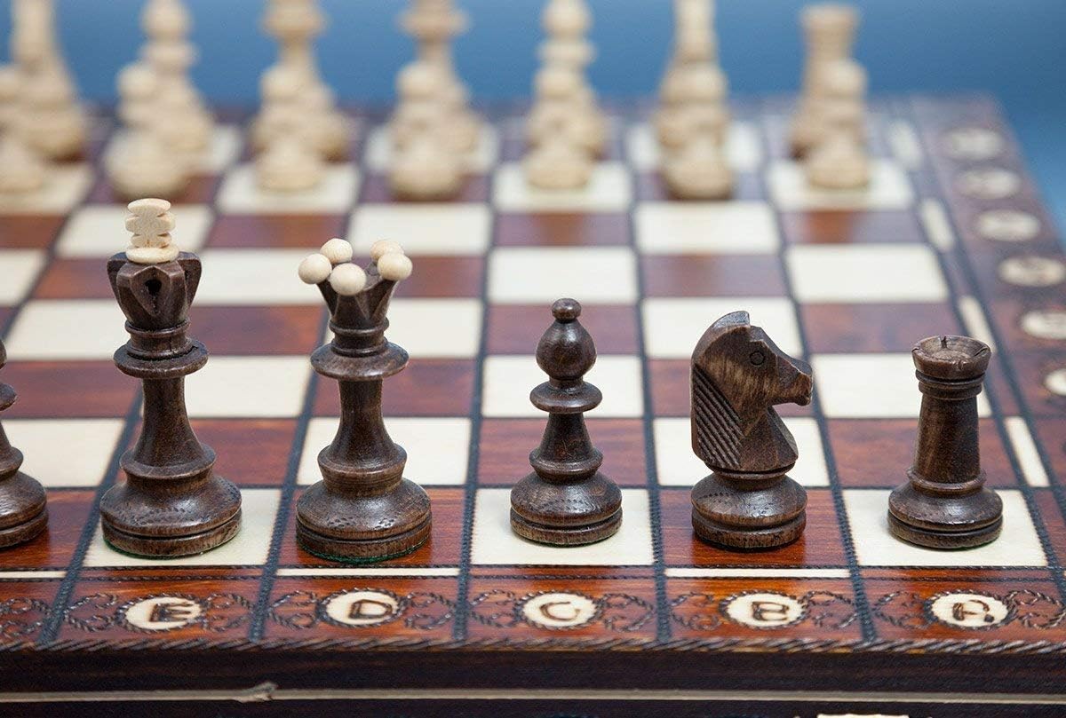 Handmade European Wooden Chess Set with 16 Inch Board and Hand Carved Chess Pieces Pack of 2 J146