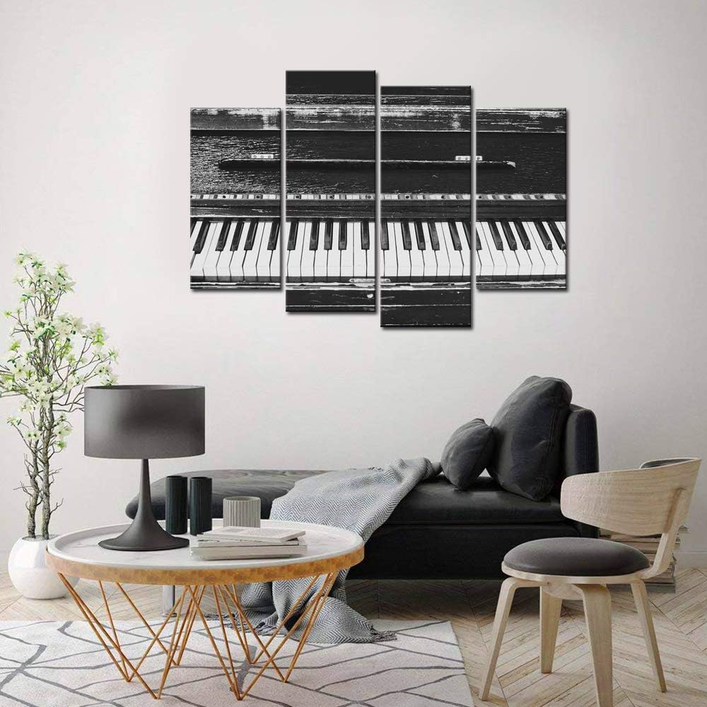 Black and White Piano Keyboard 4 Piece Canvas Wall Art with Frame R933947