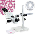 Binocular Stereo Microscope with LED Ring Light and Boom Stand F47817