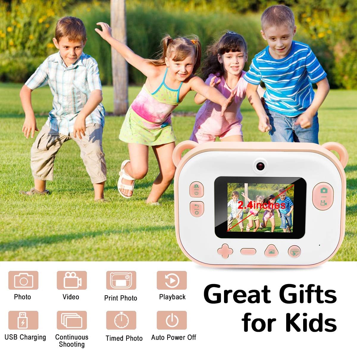Kids Instant Print Camera with 2.4” HD Screen S933