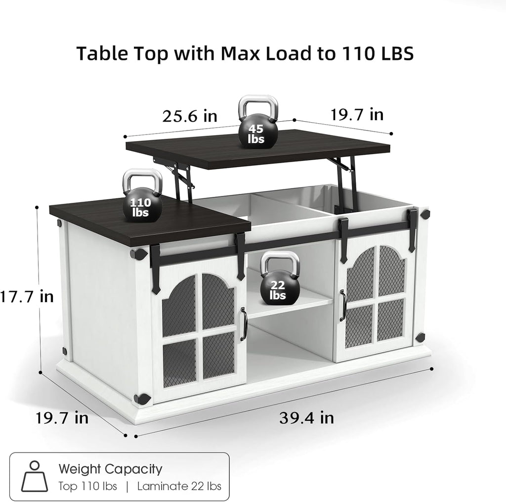 White Lift Top Coffee Table with Storage D232772