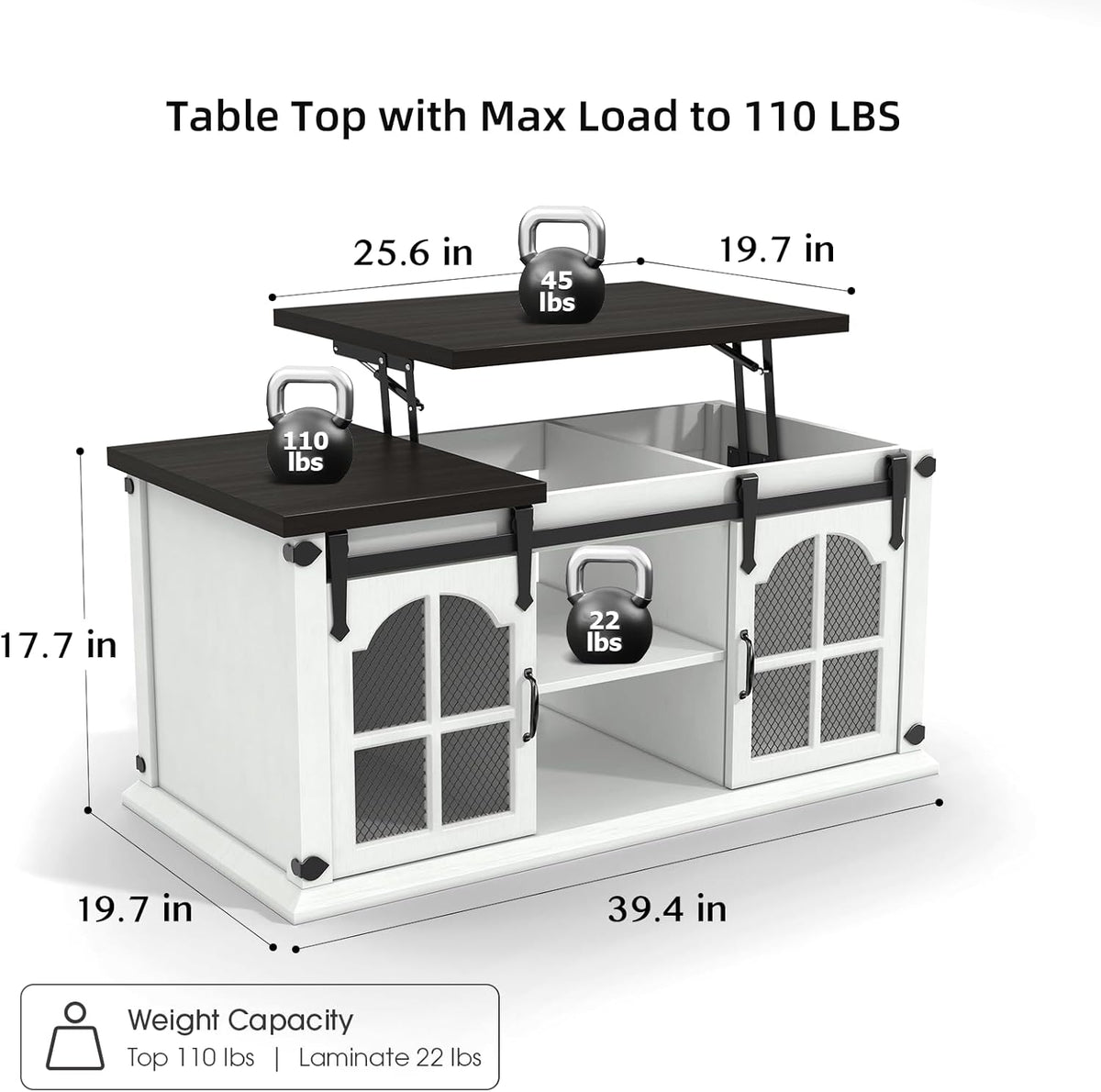 White Lift Top Coffee Table with Storage D232772